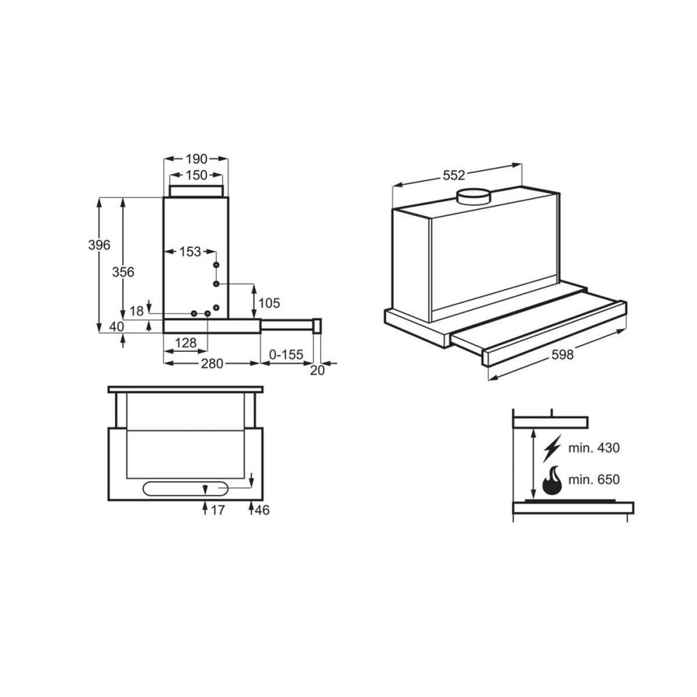 Conventional Hood AEG DPE5660M Grey