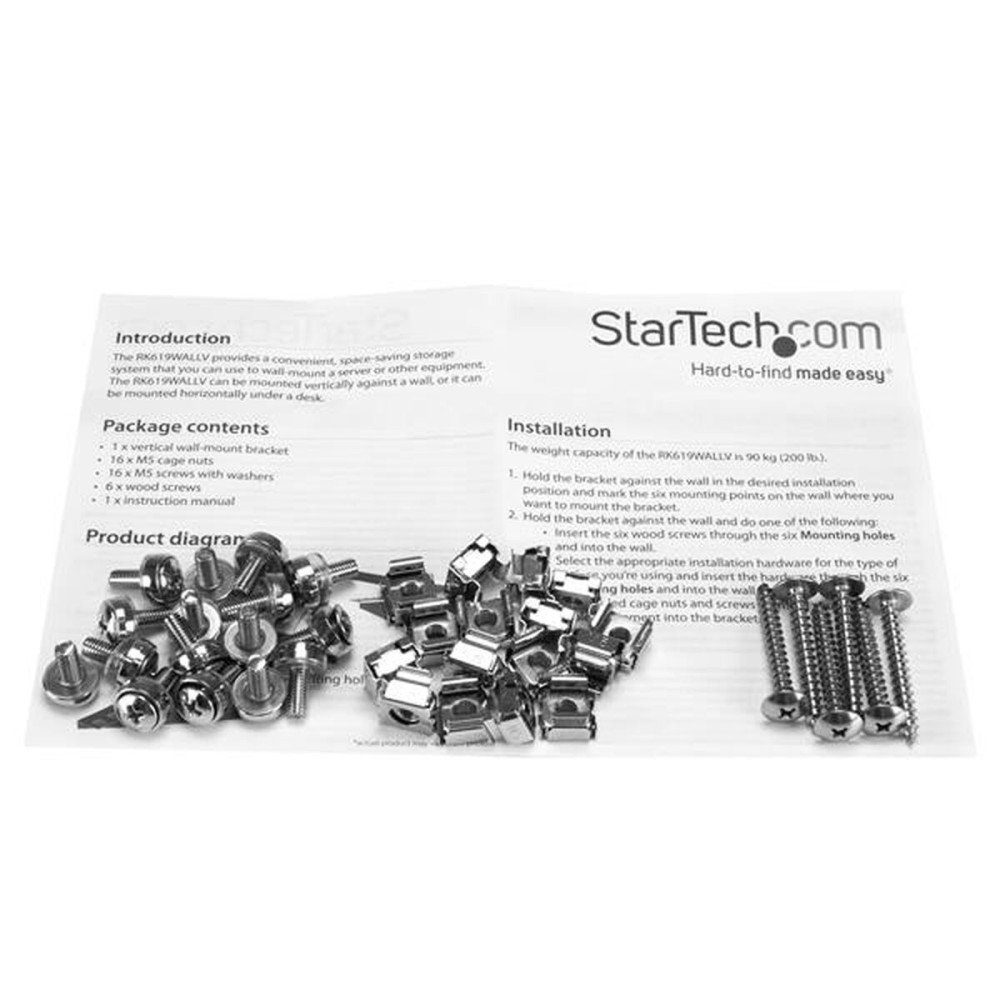 Support Startech RK619WALLV Noir Acier