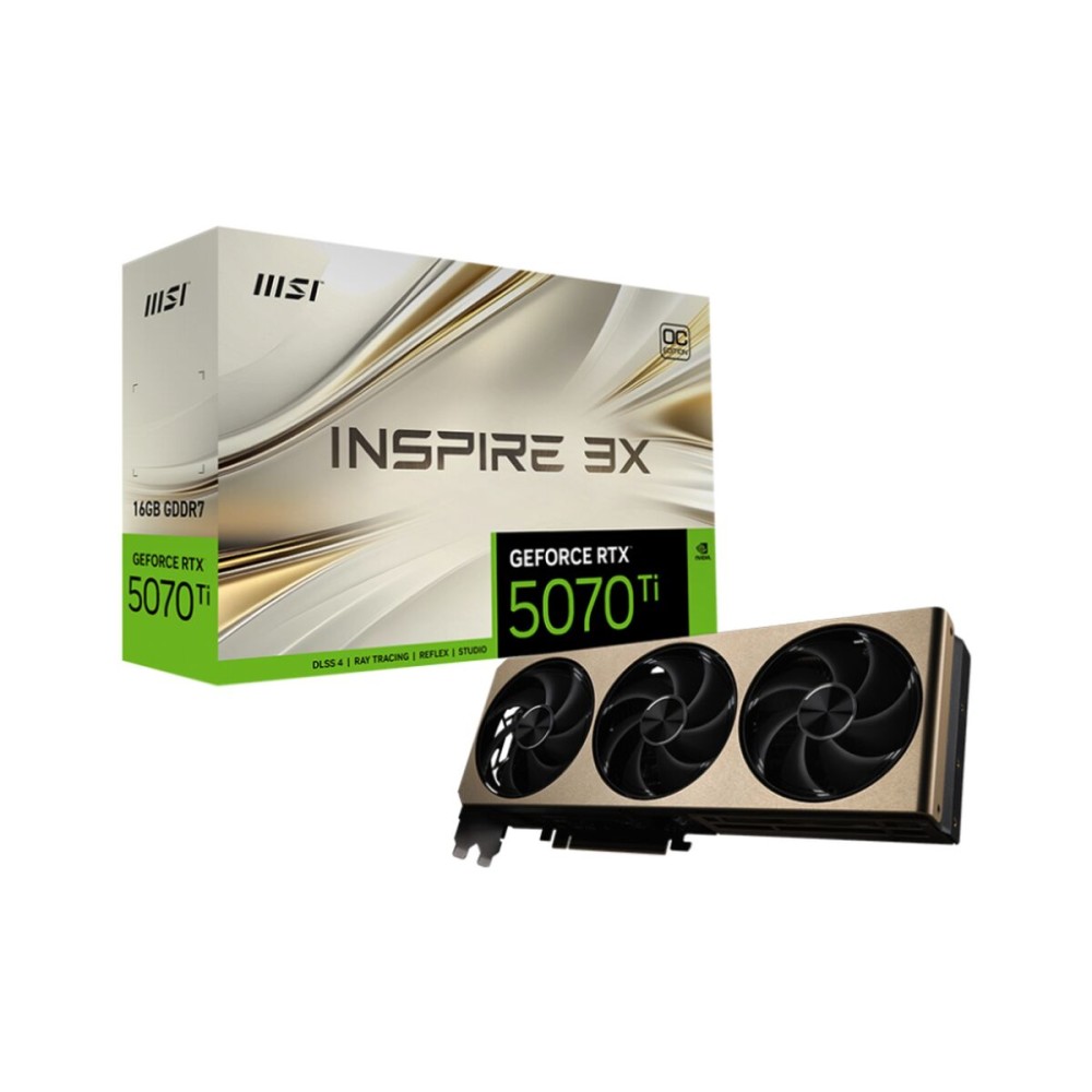 Carte Graphique MSI GEFORCE RTX 5070 TI 16G INSPIRE 3X OC nvidia geforce rtx 5070 ti 16 GB GDDR6X GDDR7