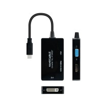 Adaptateur USB C vers VGA/HDMI/DVI NANOCABLE 10.16.4301-ALL 20 cm Noir 4K Ultra HD