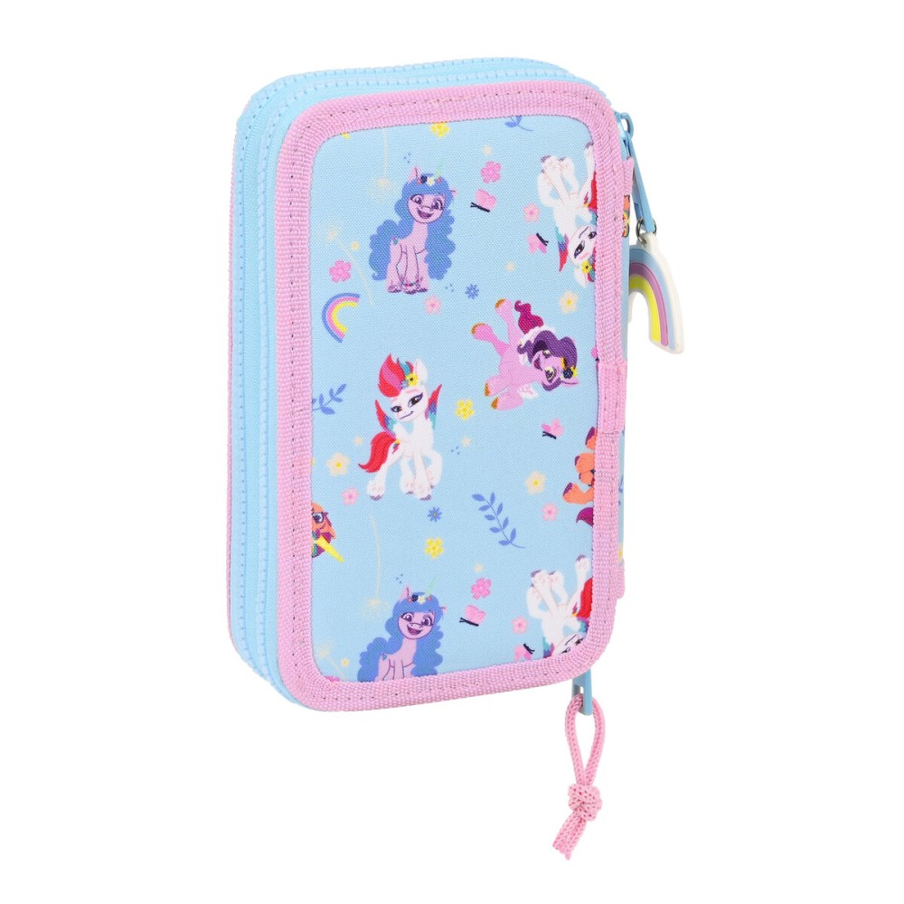 Double Pencil Case My Little Pony Wild & free Blue Pink 12.5 x 19.5 x 4 cm (28 Pieces)