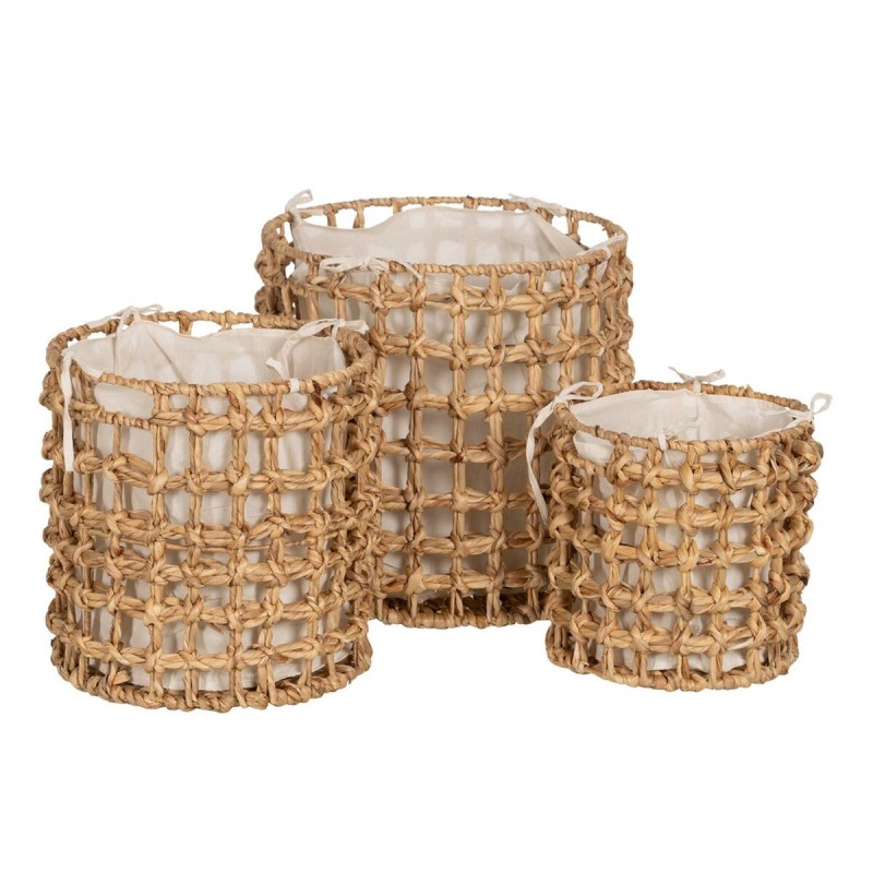 Lot de paniers Beige Crème Fibre naturelle 45 x 45 x 45 cm (3 Unités)