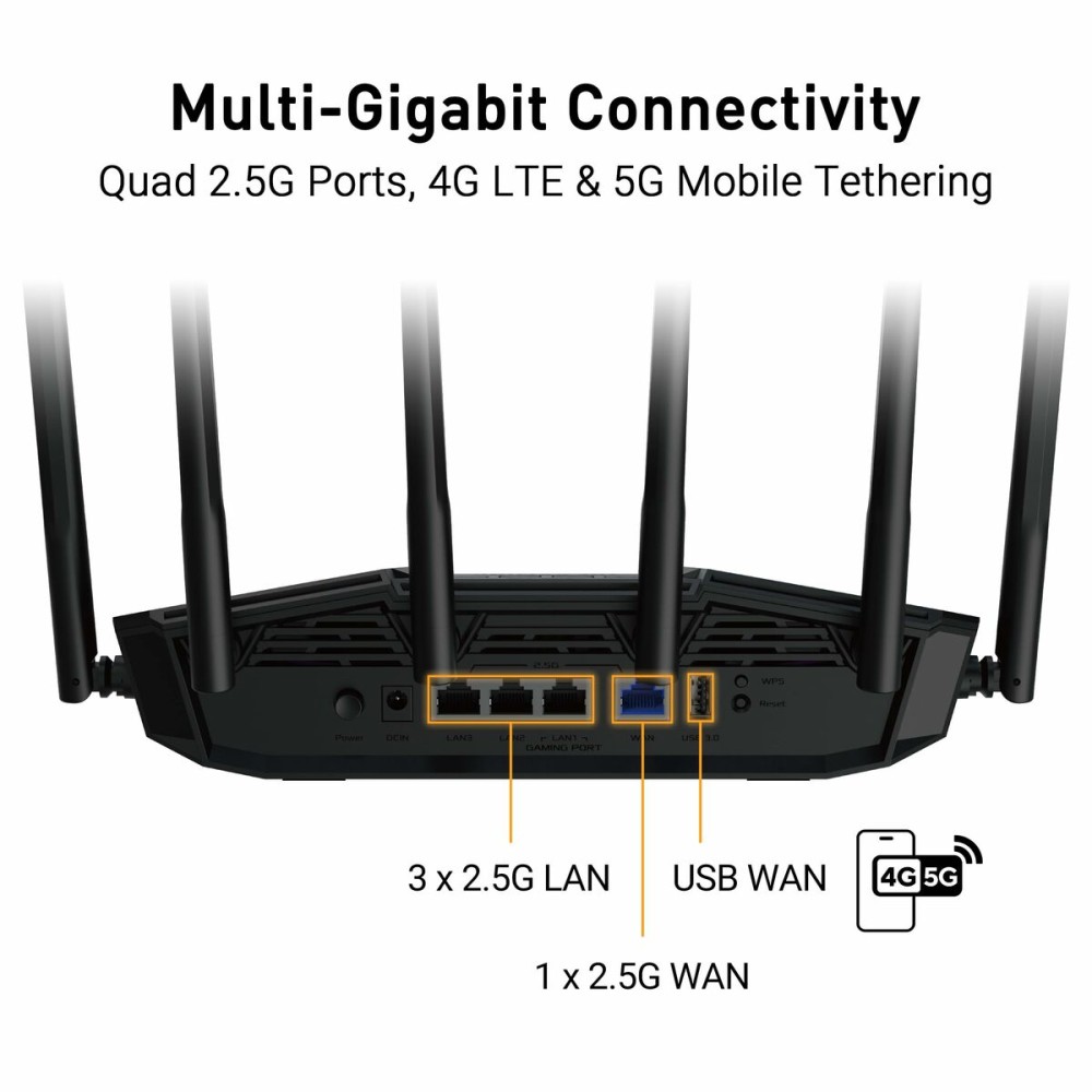 Amplificateur Wifi Asus TUF-BE6500 Noir RJ45 Ethernet LAN Wi-Fi