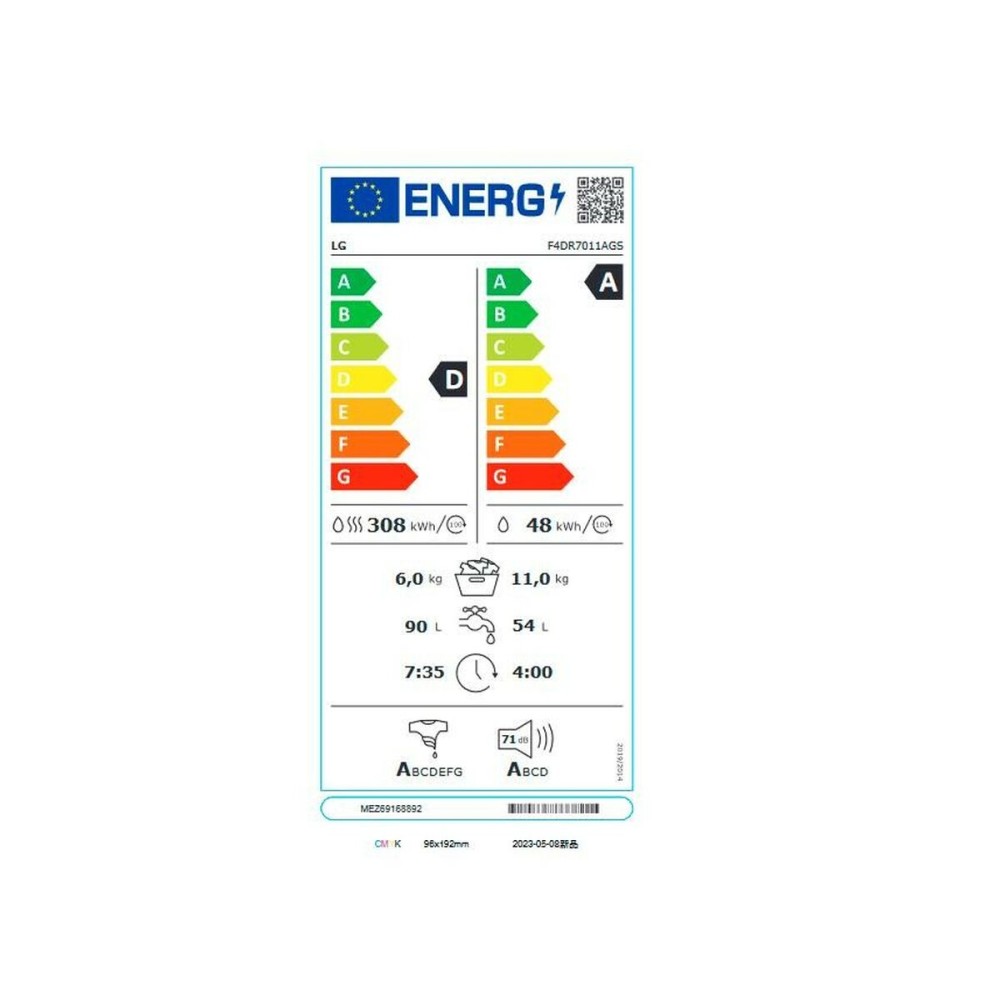 Smart Washer-Dryer LG F4DR7011AGS 1400 rpm 11 kg/6 kg