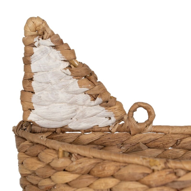 Basket Fox White Black Beige Natural Fibre 30 x 11 x 33 cm