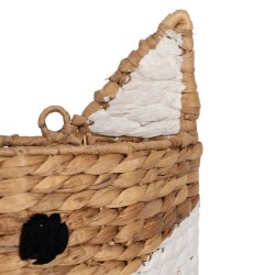 Panier Renard Blanc Noir Beige Fibre naturelle 30 x 11 x 33 cm