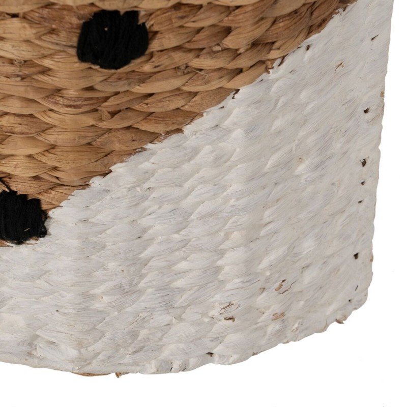 Panier Renard Blanc Noir Beige Fibre naturelle 30 x 11 x 33 cm