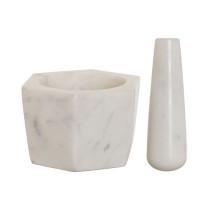 Mortar and pestle Home ESPRIT Marble 12,5 x 12,5 x 8 cm