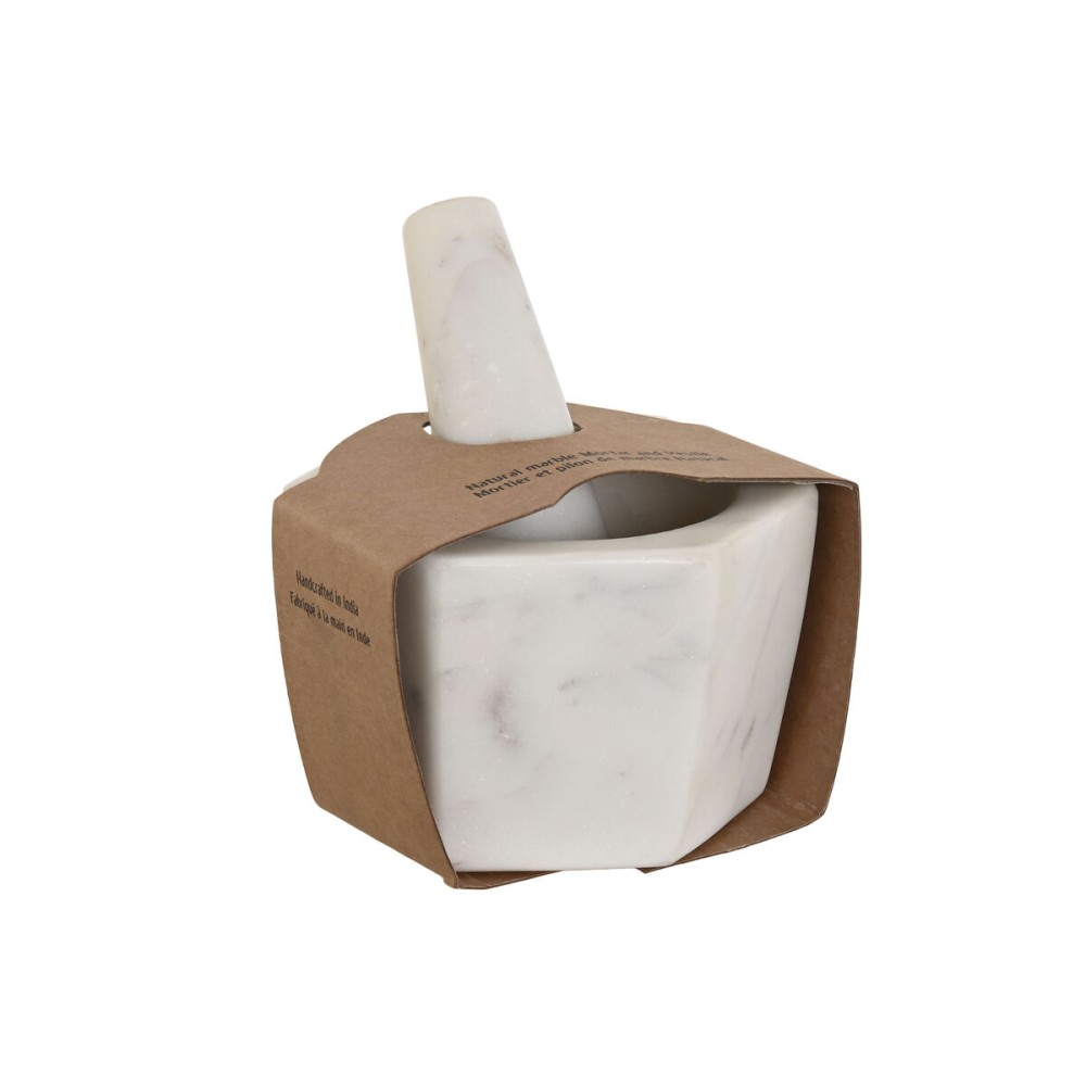 Mortar and pestle Home ESPRIT Marble 12,5 x 12,5 x 8 cm