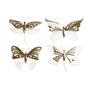 Wanddekoration Home ESPRIT Gold Schmetterling 43 x 2 x 33 cm (4 Stück)