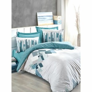 Bettbezug-Set Blau Weiß 220 x 240 cm