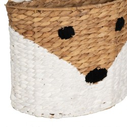 Basket Fox White Black Beige Natural Fibre 30 x 11 x 33 cm