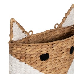 Panier Renard Blanc Noir Beige Fibre naturelle 30 x 11 x 33 cm