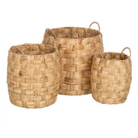 Set of Baskets Beige Natural Fibre 37 x 37 x 40 cm (3 Units)