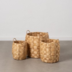 Set of Baskets Beige Natural Fibre 37 x 37 x 40 cm (3 Units)