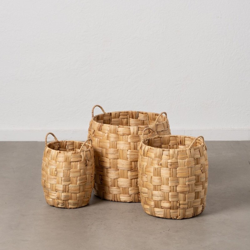 Set of Baskets Beige Natural Fibre 37 x 37 x 40 cm (3 Units)