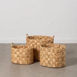 Set of Baskets Beige Natural Fibre 45 x 35 x 41 cm (3 Units)