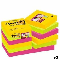 Haftnotizen-Set Post-it Super Sticky Bunt 47,6 x 47,6 mm 12 Stücke (3 Stück)