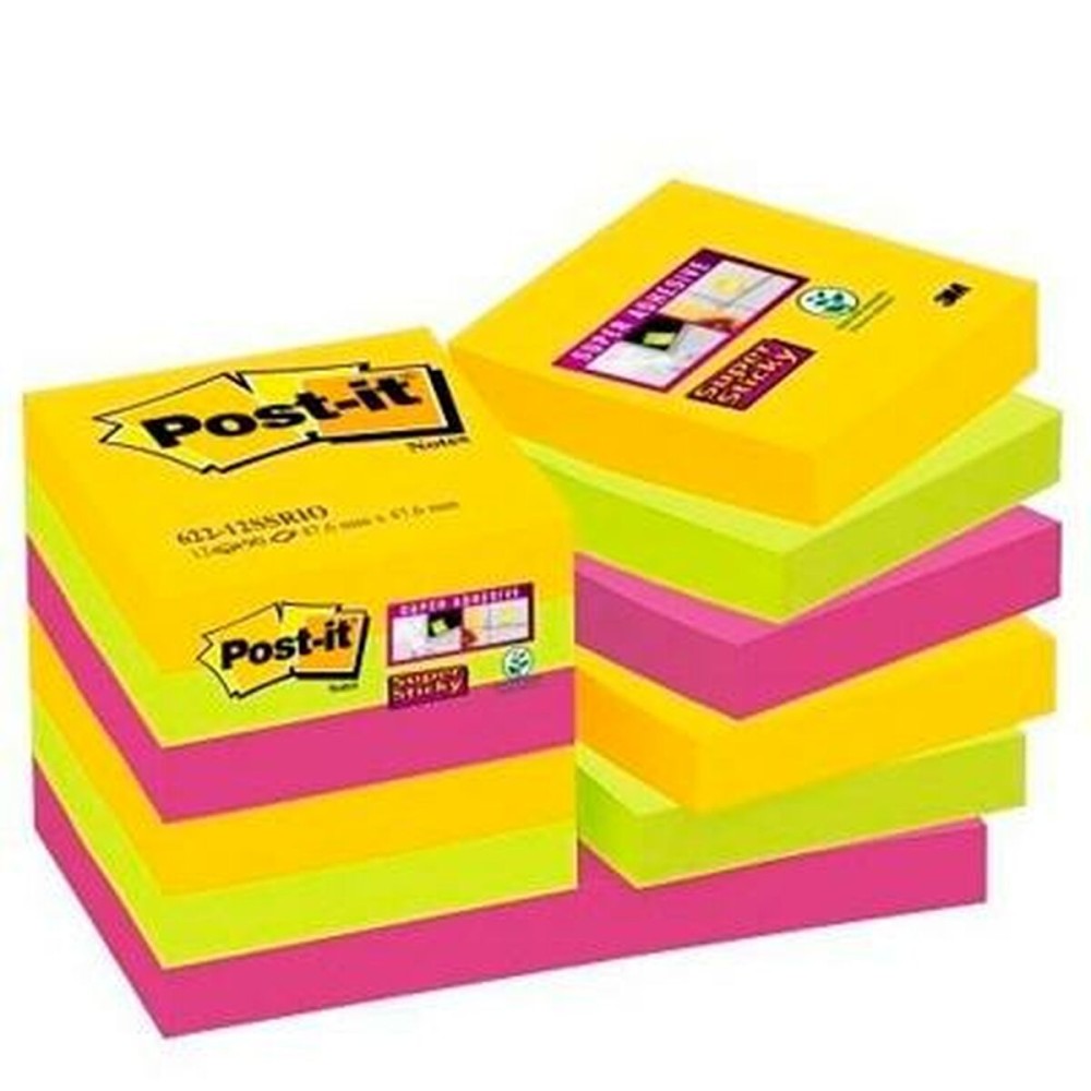 Haftnotizen-Set Post-it Super Sticky Bunt 47,6 x 47,6 mm 12 Stücke (3 Stück)