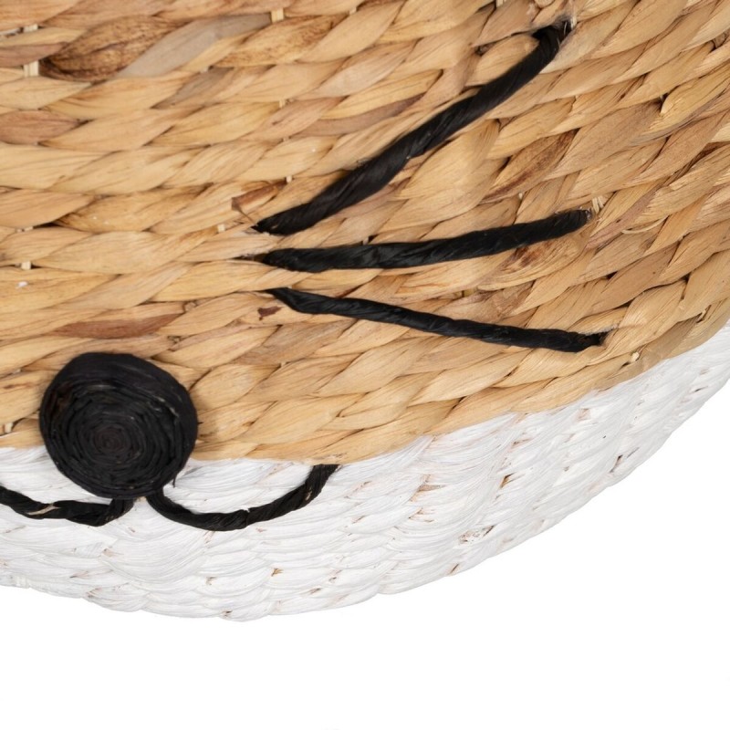 Panier Chat Blanc Noir Beige Fibre naturelle 41 x 41 x 38 cm