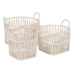 Lot de paniers Blanc Corde 38 x 38 x 32 cm (3 Pièces)