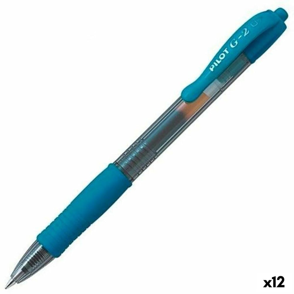 Stylo gel Pilot G-2 Bleu Turquoise 0,4 mm (12 Unités)