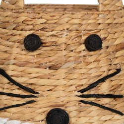 Panier Chat Blanc Noir Beige Fibre naturelle 41 x 41 x 38 cm