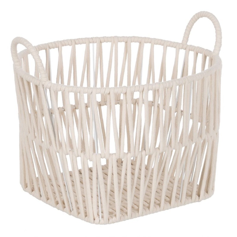 Lot de paniers Blanc Corde 38 x 38 x 32 cm (3 Pièces)