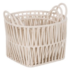 Set of Baskets White Rope 38 x 38 x 32 cm (3 Pieces)