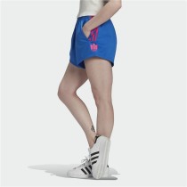 Sports Shorts for Women Adidas Originals Adicolor 3D Trefoil Blue