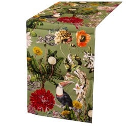 Table Runner Alexandra House Living Green Textile 33 x 180 cm Cotton Floral