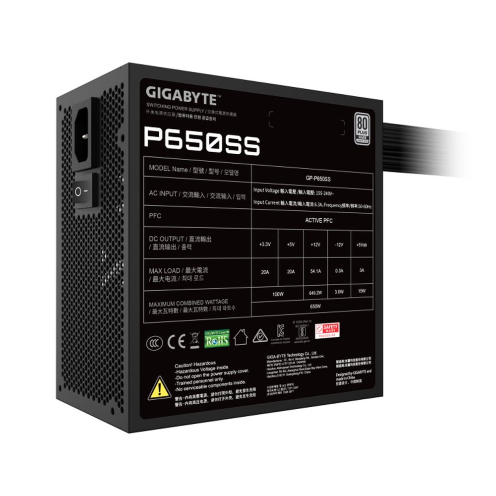 Bloc d’Alimentation Gigabyte P650SS ATX 650 W 550 W 80 Plus Silver