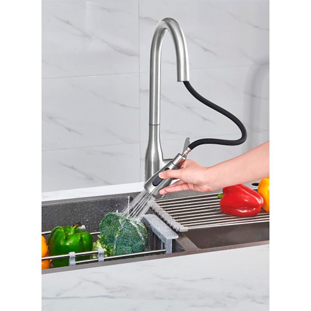 Mischbatterie Verhal serie trazo Silberfarben Edelstahl C-Form
