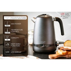 Kettle Adler AD 1295g Grey Stainless steel 2200 W 1850 W 1,7 L