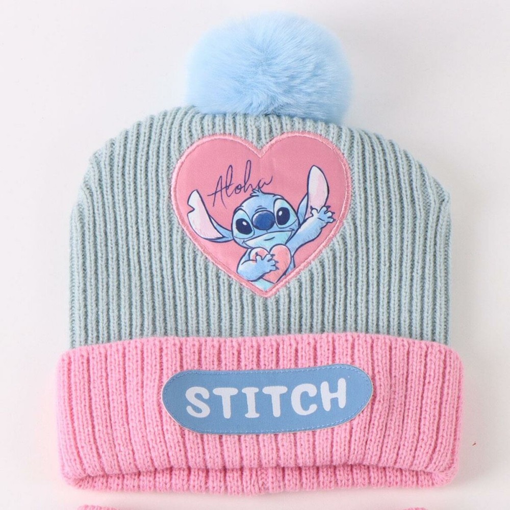 Bonnet, écharpe et gants Stitch Bleu clair 3 Pièces
