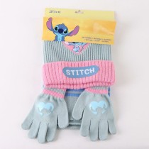 Bonnet, écharpe et gants Stitch Bleu clair 3 Pièces