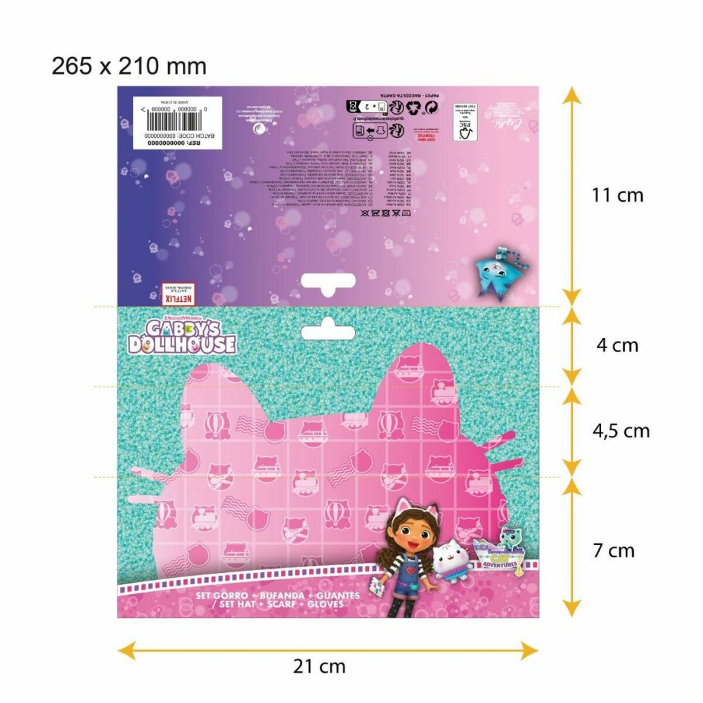 Bonnet, écharpe et gants Gabby's Dollhouse Multicouleur 3 Pièces