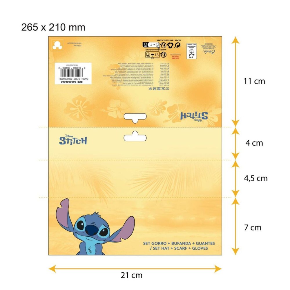 Bonnet, écharpe et gants Stitch Bleu clair 3 Pièces