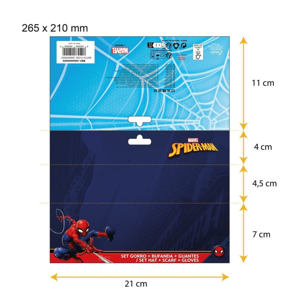 Bonnet, écharpe et gants Spider-Man Bleu 3 Pièces