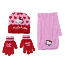 Bonnet, écharpe et gants Hello Kitty Rose 3 Pièces