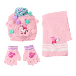 Bonnet, écharpe et gants Peppa Pig Rose 3 Pièces