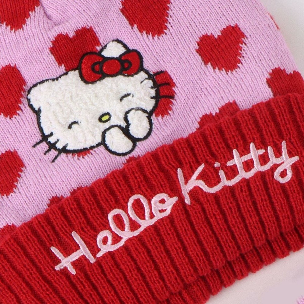 Bonnet, écharpe et gants Hello Kitty Rose 3 Pièces