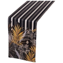 Chemin de Table Alexandra House Living Noir Ocre Textile 180 x 30 cm Volets Velours