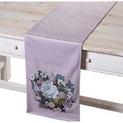 Chemin de Table Alexandra House Living Violet Textile 180 x 30 cm Fleurs Velours