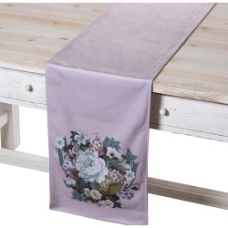 Tischläufer Alexandra House Living Violett Textil 180 x 30 cm Blomster Samt