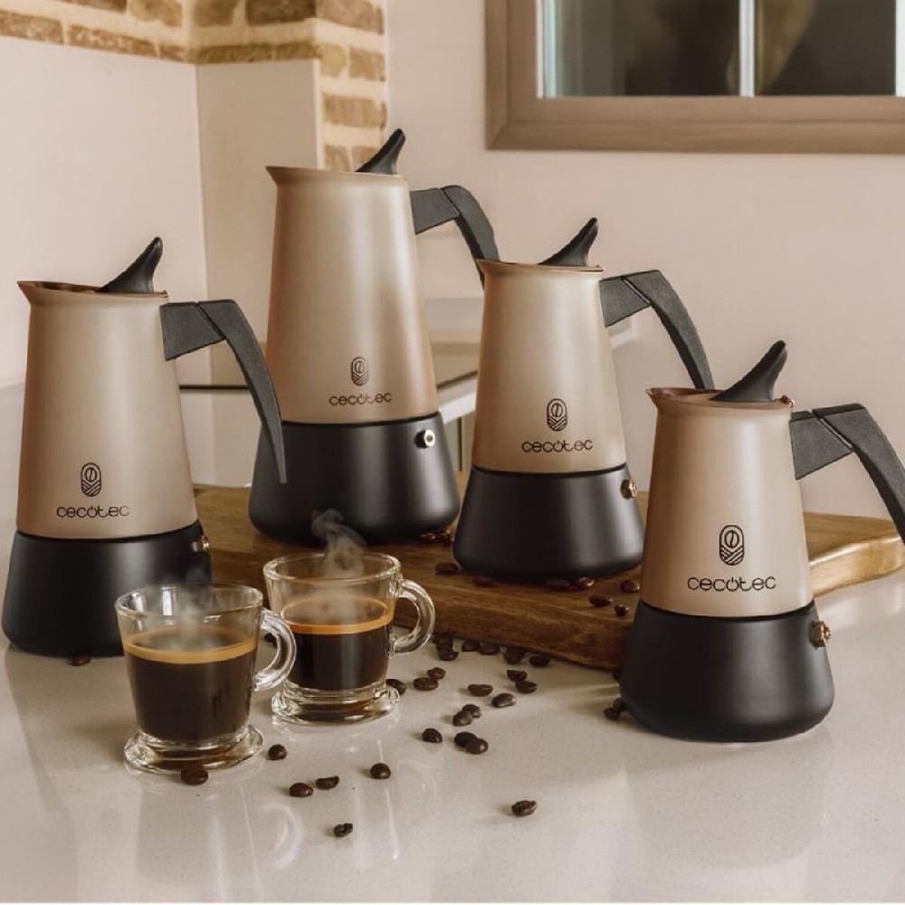 Italienische Kaffeemaschine Cecotec Piccolina 600 Gold Edelstahl 6 Tassen 300 ml