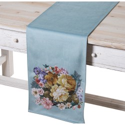 Tischläufer Alexandra House Living Blau Textil 180 x 30 cm Blomster Samt