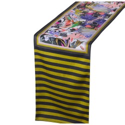 Table Runner Alexandra House Living Yellow Black Textile 180 x 30 cm Velvet Floral