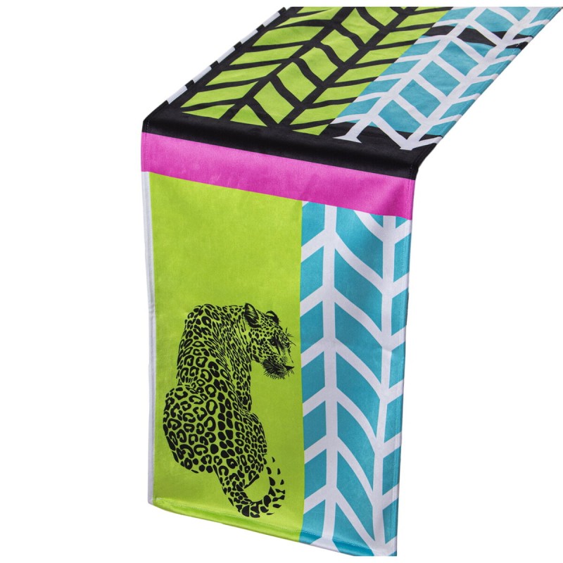 Table Runner Alexandra House Living Blue Green Textile 180 x 30 cm Velvet Cheetah