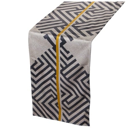 Table Runner Alexandra House Living Black Grey Textile 180 x 30 cm Velvet